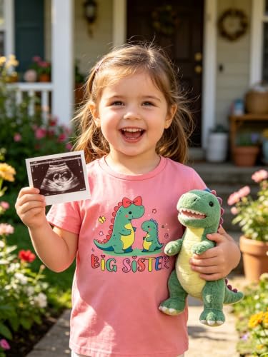 Image of Funnycokid Big Sister Shirts for Girls Pregnancy Announcement Toddler Promoted to T-Shirt 1-7 Years