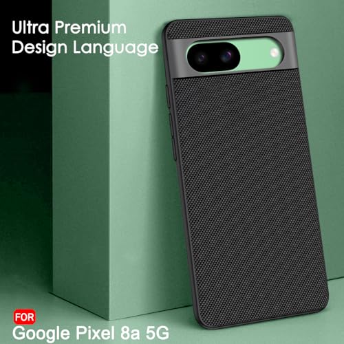 Image of TheGiftKart Back Cover Case for Google Pixel 8A | Slim & Lightweight | Ultra-Premium Design | Camera Protection Bump | Fabric Texture Case Cover (PC & TPU, Black)