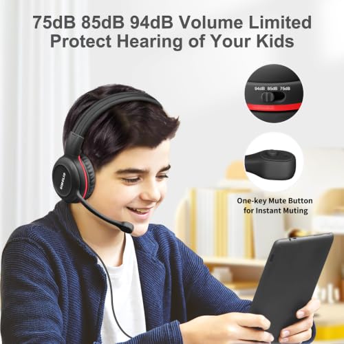Image of SIMOLIO-USB-C Wired-Kids-Headphones for-School with Boom-Mic & Volume Limit