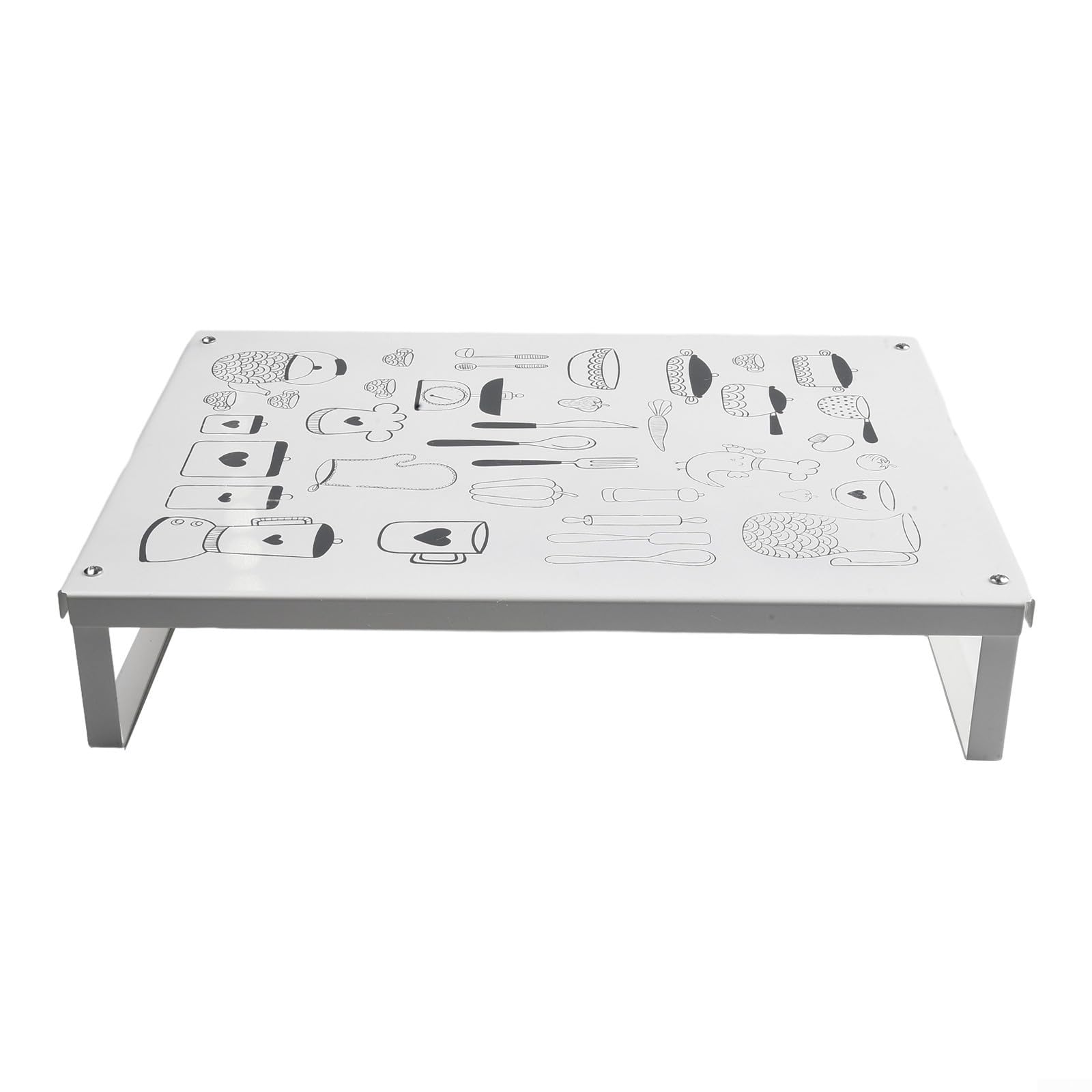 Soporte de metal multiusos para horno microondas con base antideslizante para uso doméstico (blanco)