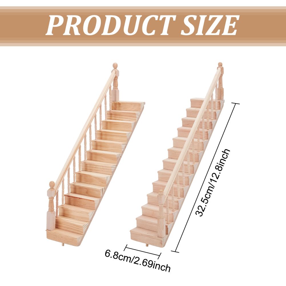 FREEBLOSS 2 Pezzi Mobili Della Casa Delle Bambole Set In Legno In Miniatura Corrimano Accessori Casa Delle Bambole Scale Casa Delle Bambole Mobili E Accessori Set