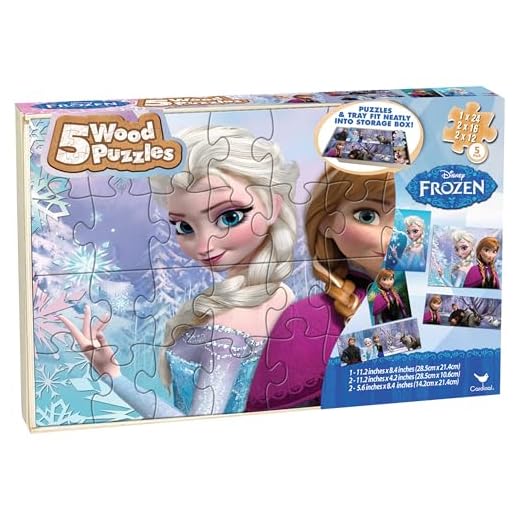 Frozen Disney 5 Wood Puzzles in Wooden Storage Box (Styles Will Vary)