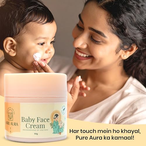 Image of Pure Aura Baby Face Cream 50gm | Ayurvedic & Organic Care for Delicate Skin | Infused with Shea Butter & Almond Oil | Gentle, Chemical-Free Moisturizing | Safe for Newborns | Loved by Moms