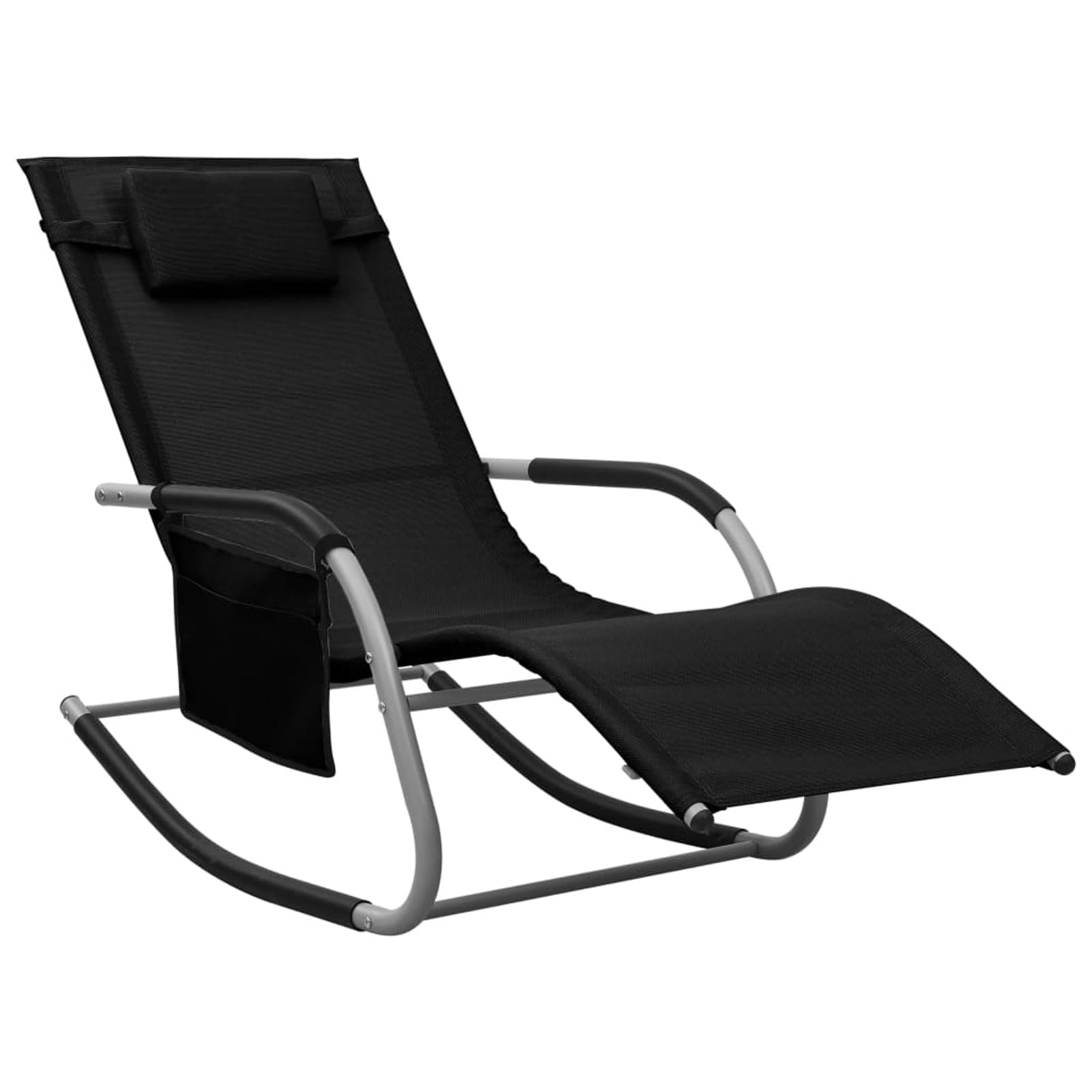 Homgoday Lettino Prendisole in Textilene Nero e Grigio, Lettini Prendisole, Divano Letto Mobili, Lettino da Piscina, Lettino Prendisole da Giardino Model310505