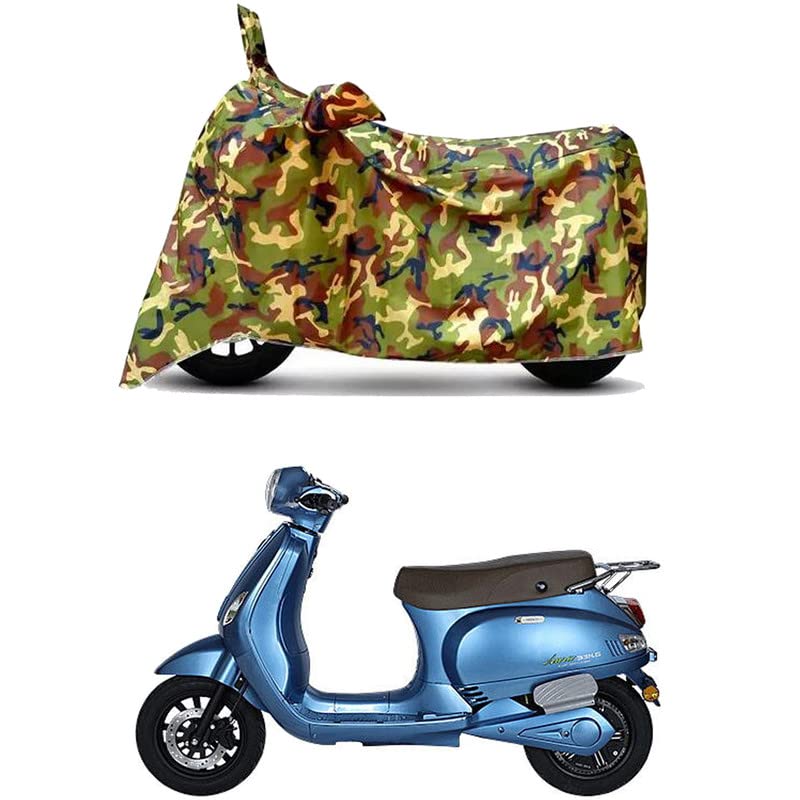 Image of Waterproof 100% PVC Coated Full Bike Scooty Two Wheeler Body Cover Compatible for Benling Aura /UV-Rays /Heat Protection /Birds Dropping /Scratchproof /Dust Proof /All Varients[6X6 Jungle Print]