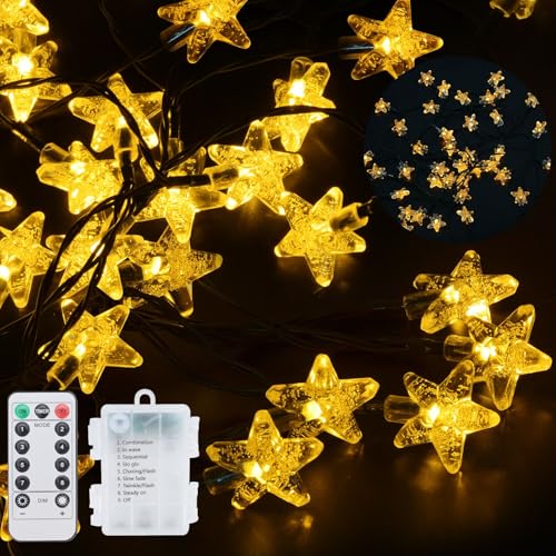 Guirnalda de Luces LED con Estrellas de Burbujas 6M 40LED Cadena Luces Funciona con Pilas 8Modos Luces de Navidad Resistente al Agua para Interior y Exterior árbol de Navidad Jardín Fiesta Decoración