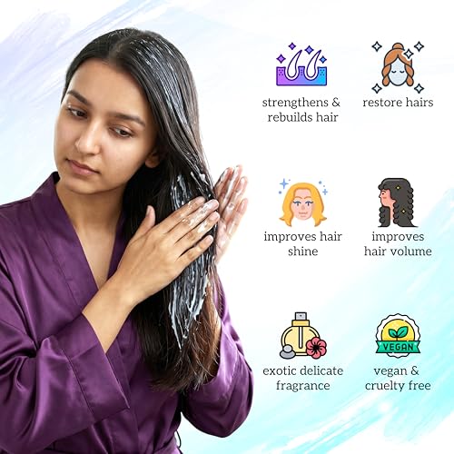 Image of inatur Keratin Hair Mask | Strengthening & Nutri-Repair Mask for Damaged & Color-Treated Hair | Control Frizz & Restores Smoothness | With Baobab oil, Wheat Protein & Pro-Vitamin B5 | 200g