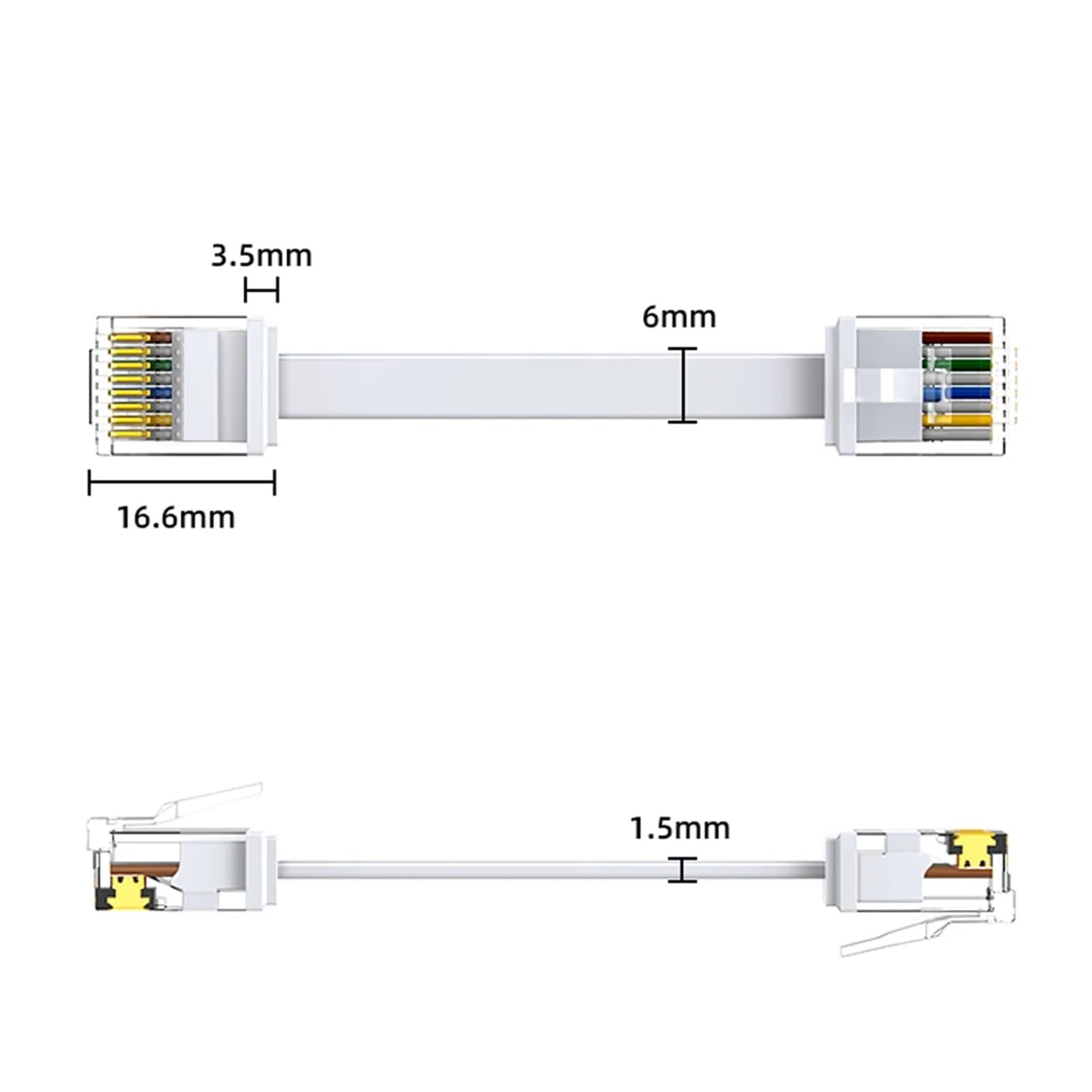 Générique Câble de raccordement Ethernet plat court Cat6, 24 paquets, 1G, Support Cat 6 for panneau à commutateur flexible(Black 24pack,0.5M)
