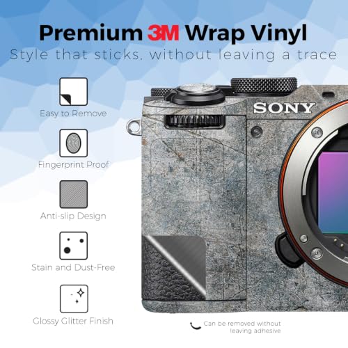 Image of Glossy Glitter Camera Skin Compatible with Sony A7C Mark II (2023) - Shadow Concrete - Premium 3M Vinyl Protective Wrap Decal Cover - Easy to Apply | Crafted in the USA by MightySkins