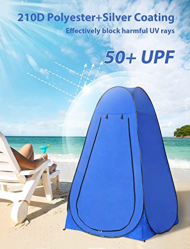 Image of Camping Toilet Pop Up Privacy Tent Changing Room Tent Portable Toilet for Camping Portable Shower Silver Coated Dressing Room Tent UV Protection Privacy Shelter Camping Cabana Blue