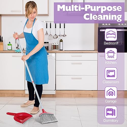 Meanplan 5-teiliges Winkelbesen und Kehrschaufel-Set für Schule, Klassenzimmer, 137 cm, für den Innen- und Außenbereich, kommerzielle Besen mit aufsteigender Kehrschaufel für Zuhause, Küche, Büro, – Bild 7