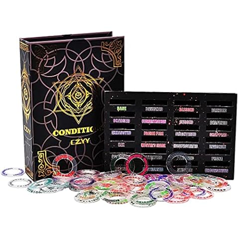 Upgraded Condition Rings 96 PCS Status Effect Markers in 24 Conditions & Spells Magic Book Storage Box Great DM Tool for Dungeons & Dragons, Pathfinder, D&D and RPG Miniatures Cover