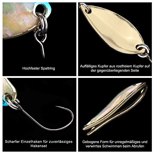 Goture Forellenköder Spoons Forelle Köder Blinker Eisfischköder Kunstköder Zum Angeln auf Forelle, Crappie, Panfish und… – Bild 6