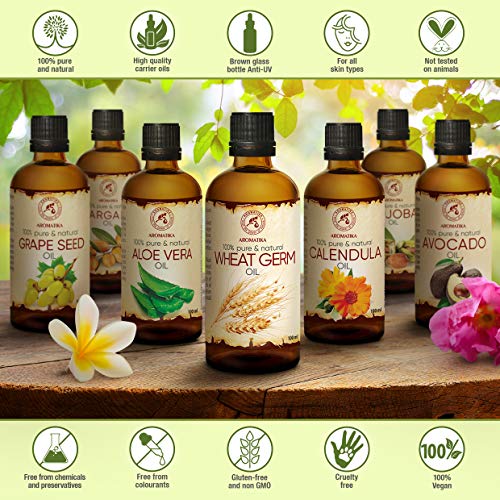 Tarwekiemolie 100 ml, 100% puur natuurlijke basisolie - dragerolie - rijk aan mineralen & vitamines voor intensieve… - Afbeelding 3