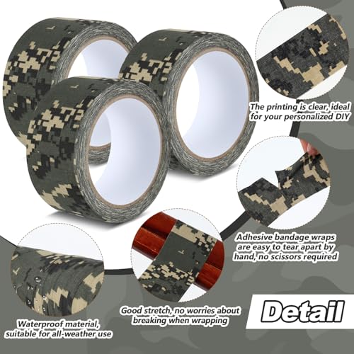 Image of Engrowtic 3 Rolls 2 inch x 32 ft Camo Tape, Self Adhesive Protective Camouflage Tape Waterproof Camo Duct Non Reflective Camouflage Fabric for Outdoor Hunting Military