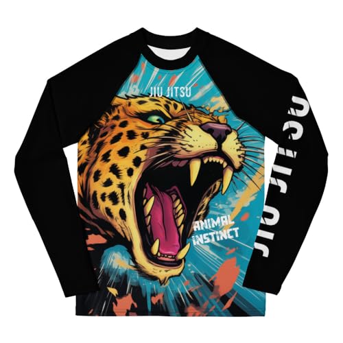 Youth Boys No Gi Jiu Jitsu Rash Guard - Big Cheetah - Animal Design - BJJ, Wrestling