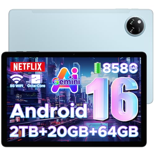 DOOGEE Tab A9+ Android 16 AI Tablet 11 Zoll, Unisoc T7200 Octa-Core 8580mAh Gaming Tablet Android 20GB RAM+64GB ROM(TF 2TB), WiFi5 Tablets PC, 90Hz-1080P, WidevineL1/Face ID/OTG/GPS/Dual Speaker