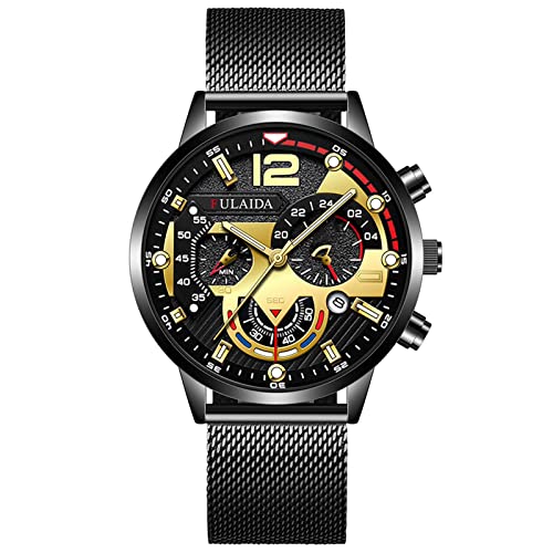 Fashion Sport - Reloj de pulsera analógico para hombre con caja de acero inoxidable, A, One Size