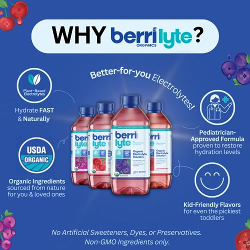Image of Berri Lyte Plant Based Organic Electrolyte Solution - Pediatric Rehydration Drink - Low Sugar 4 Flavor Variety Pack, 1 L, 8ct