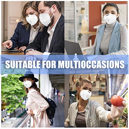 KN95 Disposable Face Mask, 30 Pack White 5-Ply Protection Breathable Cup Dust Masks, Protection Against PM2.5 Dust. Pollen and Haze-Proof with Elastic Earloop and Nose Bridge Clip K-N95 Masks