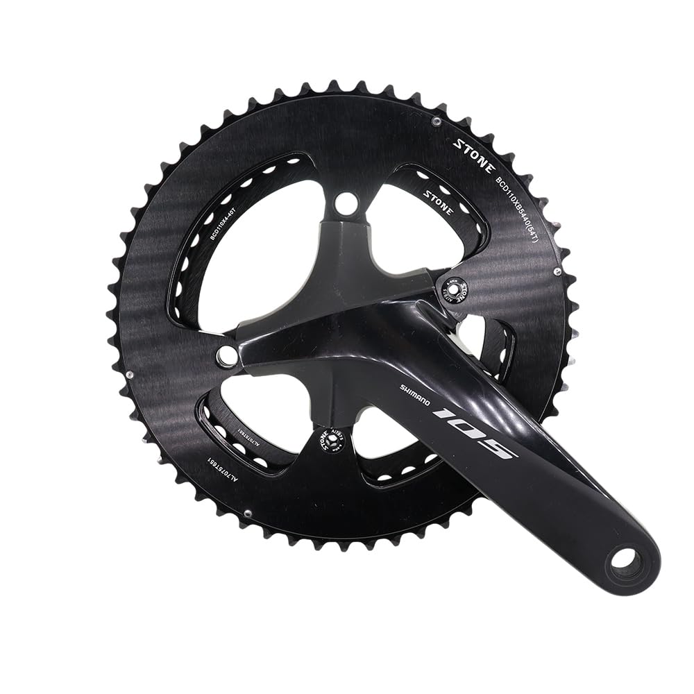 STONE - Platos Redondos 2X 110 BCD Compatible con Shimano (FC) Carretera y Rotor 4x110BCD Road Road CNC Aluminio 7075-T651, 4 Brazos, 5800 105, 6800 Ultegra, 9000 Dura Ace
