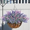 Ivydale Artificial Faux Spring Outdoor Hanging Flowers Plants Basket for Porch Decoration12 Bundles Faux Lavender in Pot Planter Realistic UV Resistant for Home Outside Patio Porch Balcony Yard