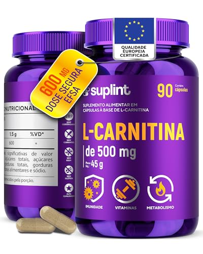 L-Carnitina 500 MG para Energia & Foco | Auxilia no Metabolismo e na Saúde Cardiovascular | Suplemento Sem Glúten Não Transgênico | Desenvolvido na Holanda | 90 Cápsulas