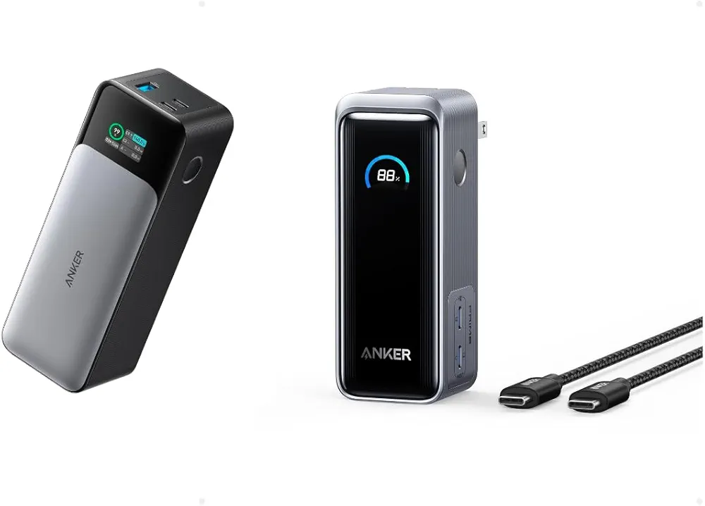 Anker 737 Power Bank, 24,000mAh 3-Port Laptop Portable Charger with 140W Output Prime Power Bank, 9,600mAh Battery Pack with 65W Output, Built-in AC Plug, Portable, USB-C, Fast Transfer, Rel