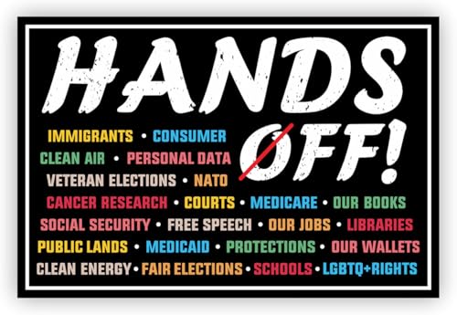 Hands Off Protest Car Magnet - 6' x 4' Pro-Equality Anti-Hate Resist Racism Anti-Fascism Social...