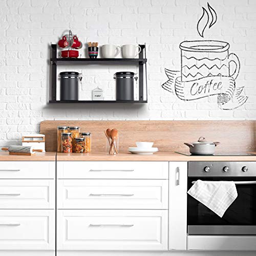 Peter's Goods 2-Tier Modern Rustic Floating Wall Shelves, Modern Black - Wall Mounted Solid Wood Shelf For Bathroom Storage Decor, Knick Knacks, Media Storage In Gaming Room, Kitchen Or Laundry Room #TOP6