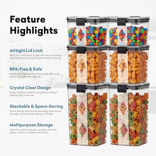 Image of GOLWYN Airtight Kitchen Storage Container | Set of 9 (3 x 1200ml, 3 x 700ml, 3 x 500ml) Multi Purpose Kitchen Storage Plastic Container