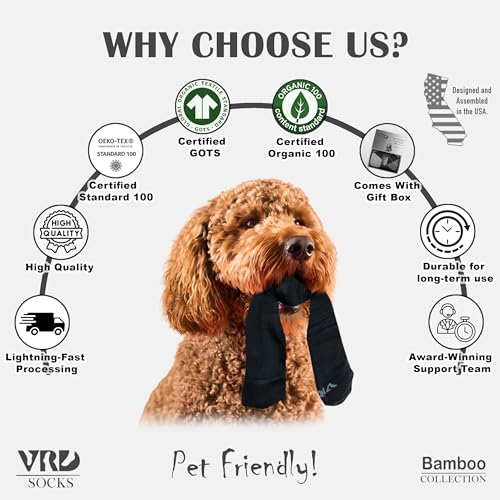 VRD Bamboo Mens Dress Socks for Men, 5-Pack, Black Crew Length Mid-Calf Socks, Mens Shoe Size 8-134