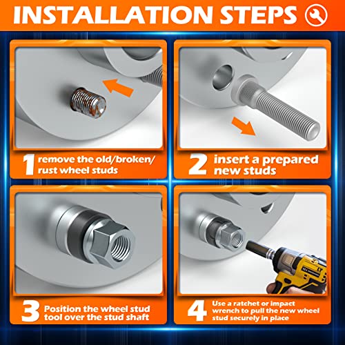Dynofit 22800 Wheel Stud Installer Tool Set, Tire Stud Tool(2Pc Fit Both Of 60 Degree And Flat/Mag Seat Lug Nuts) Replace Most All Automotive And Light-Duty Truck Wheel Bolts, Durable And Effort #TOP5