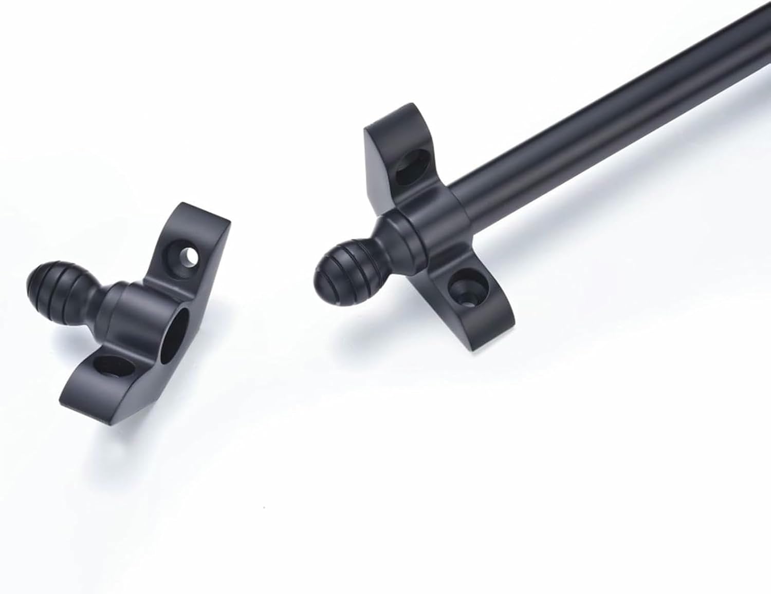 Matte Black Stair Carpet Rods with Round Finials, Brass Decorative Stair Rods for Carpet Runners, Non-Slip Rugs Fixer