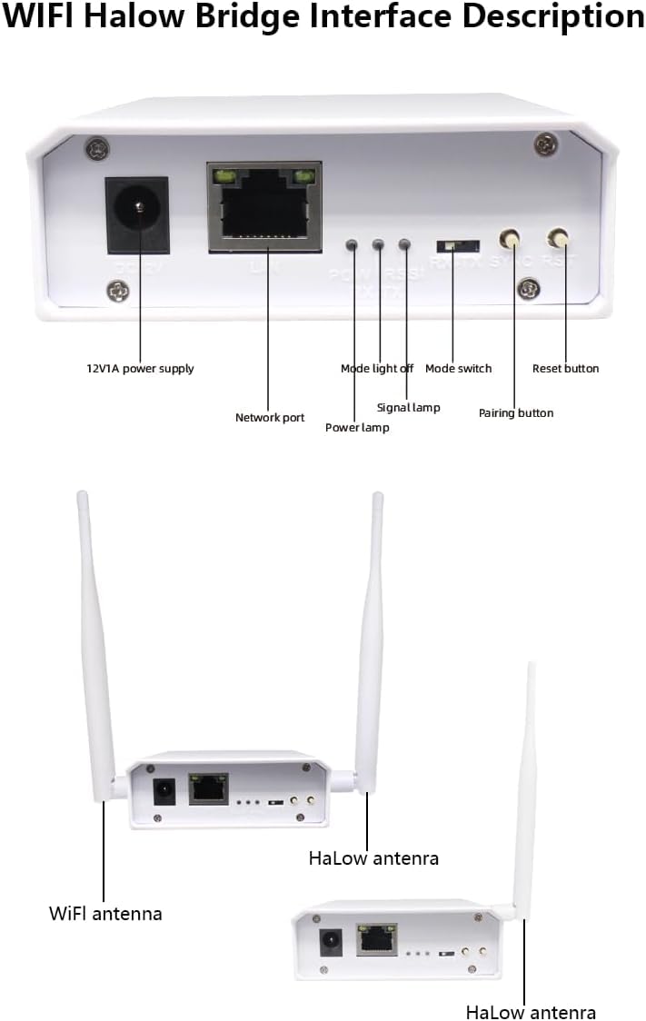 Pont sans fil double bande WiFi HaLow, 2,4 GHz et 5,8 GHz point à point extérieur, puissance longue distance de 3 km, antenne IEEE 802.11ah, transmission WiFi, vitesse plus rapide et pénétration plus