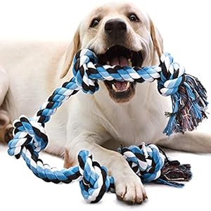 LUXMAY Hundespielzeug unzerstörbare Seil für Starke große Hunde, Hundeseil Spielzeug, 92 cm 5 Knoten, Seil für Aggressive Kauen, Interaktives Seil für mittlere und große Hunderassen