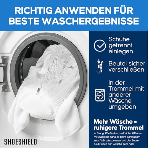 SHOESHIELD Premium Schuhwaschbeutel für Waschmaschine, Wäschesack für Sneaker & Turnschuhe, Gepolsterter Schutzbeutel für optimale Reinigung, Schutz & Pflege der Schuhe