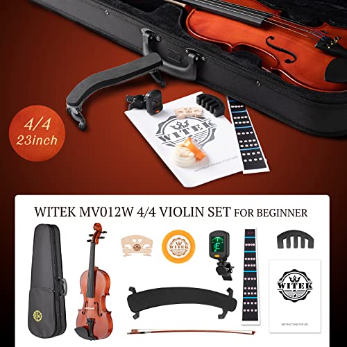 Witek Violin For Beginners, Kids Violin Beginner With Premium Maple Violin Accessories, Hard Case Includes Bow, Bridge, Rosin, Shoulder Rest, Violin Stickers, Tuner, Mute And Violin Instructions #TOP4