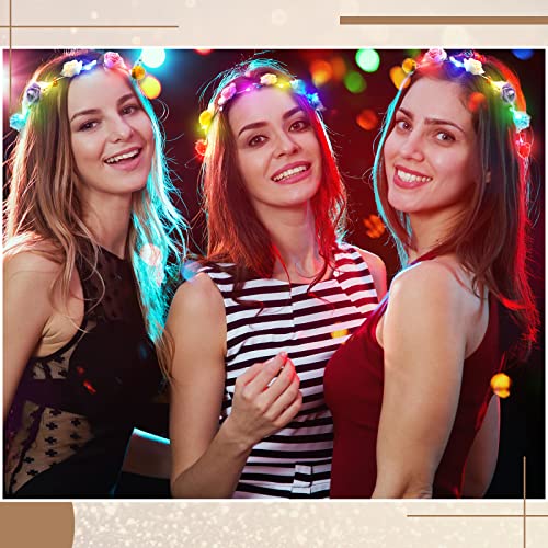30 Pcs Led Flower Crown Led Flower Wreath Headband Multicolor Light Up Headband Lighted Head Band Crown Led Hair Accessories Luminous Floral Headpiece Flower Headdress For Women Girls Wedding Party #TOP2