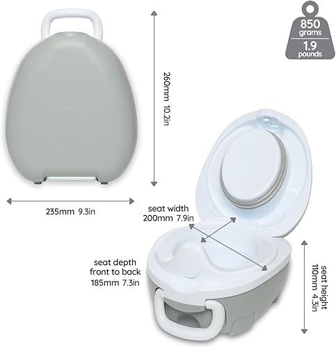 Miniatura 7 de My Carry Potty - Orinal de viaje gris pastel, galardonado asiento de inodoro portátil para niños pequeños para llevar a todas partes