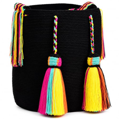 Image of WYOU Designer Wayuu Hand-Crochet Woven Summer Beach Bag for Everyday, Travel-Large Beachy Purse, Colorful Purses for Women