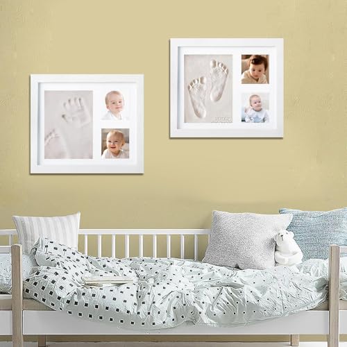 Kit empreinte de bébé et cadre photo souvenir de naissance blanc