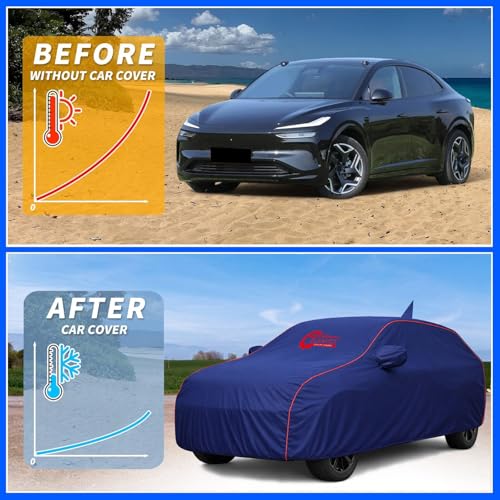 Image of 100% Waterproof Car Cover for Chevrolet Sail Sedan | All-Weather, Dustproof & UV Protection | Heavy-Duty 3-Layer Fabric | Custom Fit with Mirror & Antenna Pocket | Navy Blue