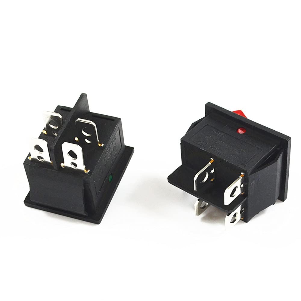Latching Rocker Switch Power Switch I/O 4 Pins with Light 16A 250VAC 20A 125VAC KCD4(Yellow)