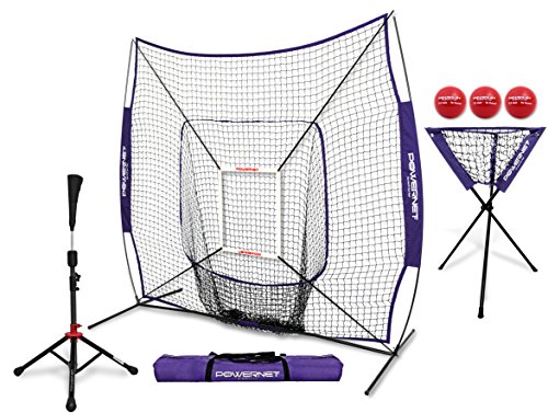 PowerNet 7x7 DLX Practice Net + Deluxe Tee + Ball Caddy + 3