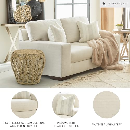 Image of Signature Design by Ashley Maggie Contemporary Upholstered Loveseat with Accent Pillows, Off-White
