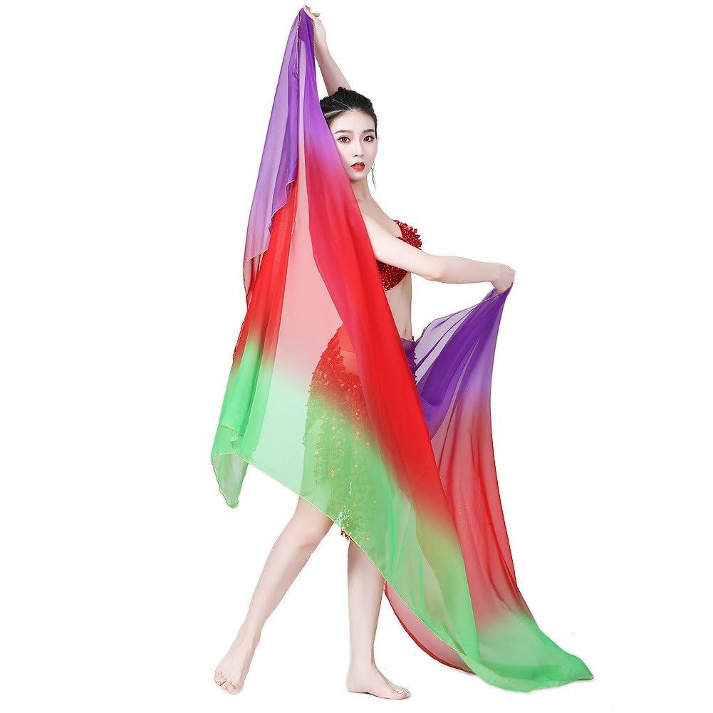 Casiler Women's Style 1 Gradual Color Veils Light Belly Dance Chiffon Veils Yoga Indian Dance Shawl Wrap For Performance Practice Shawls
