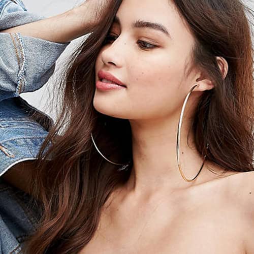 Sterling Silver Hoop Earrings For Women, Bmmye Big Silver Hoops With Cubic Zirconia Hypoallergenic Thin Silver Hoops Rhinestone Hoop Earrings Extra Large Silver Hoop Earrings For Women 100Mm #TOP1