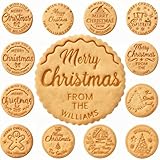 GABSHAIM Personalized Christmas Cookie Stamp with your Family Name Custom Cookies Cutter Christmas Cookies Stamp with Raised Design for Baking 2.68 Inch