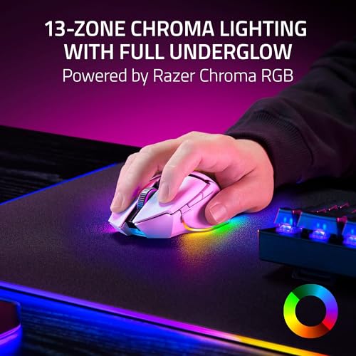 Image of Razer Basilisk V3 Pro 35K Wireless Gaming Mouse, 140 Hr Battery, White | HyperScroll Tilt Wheel, 35K DPI Optical Sensor Gen 2, 13 Customizable Controls, Chroma RGB, Optical Switches Gen 3